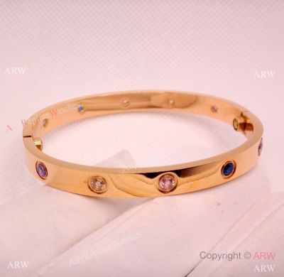 Best Copy Cartier Love Bracelet with Rainbow Diamond